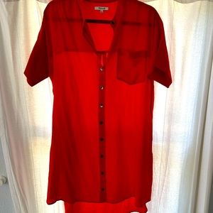 Red Silk T-Shirt Dress from Madewell